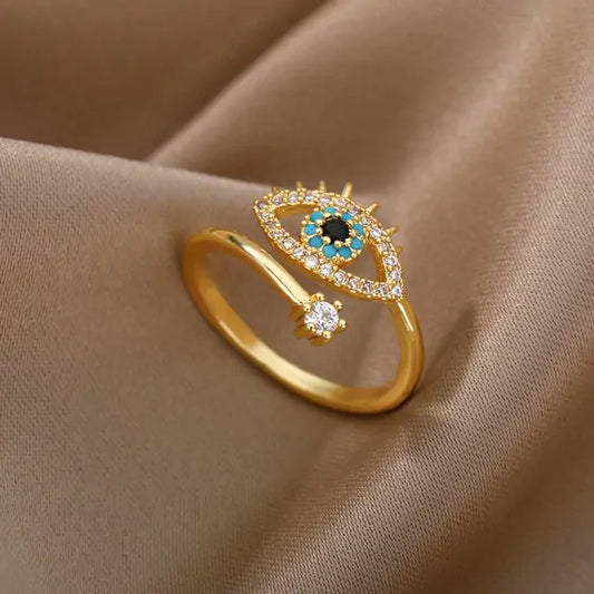 Türkischer Blauer Evil Eye Ring – Schutzsymbol – Anpassbar und stilvoll