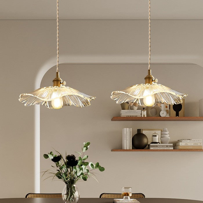Suspension Lotus aus Glas - Elegante Vintage-Lampe für Schlafzimmer und Wohnzimmer