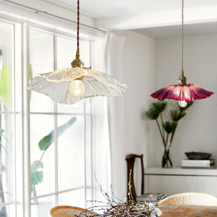 Suspension Lotus aus Glas - Elegante Vintage-Lampe für Schlafzimmer und Wohnzimmer