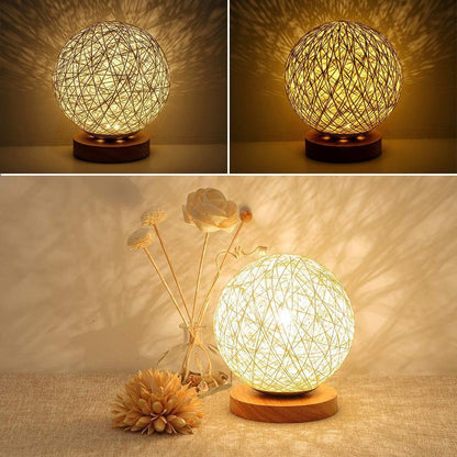 LunaGlow – Verzaubernde Tischlampe mit handgemachten Details und Holzfuß