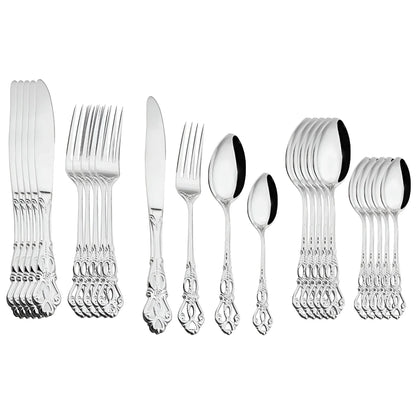 Luxuriöses 24-teiliges Gold-Besteckset mit Eleganter Verzierung