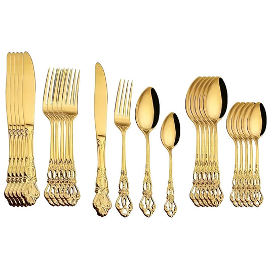 24-teilige Gold Besteckset – Elegantes Besteck für luxuriöses Essen