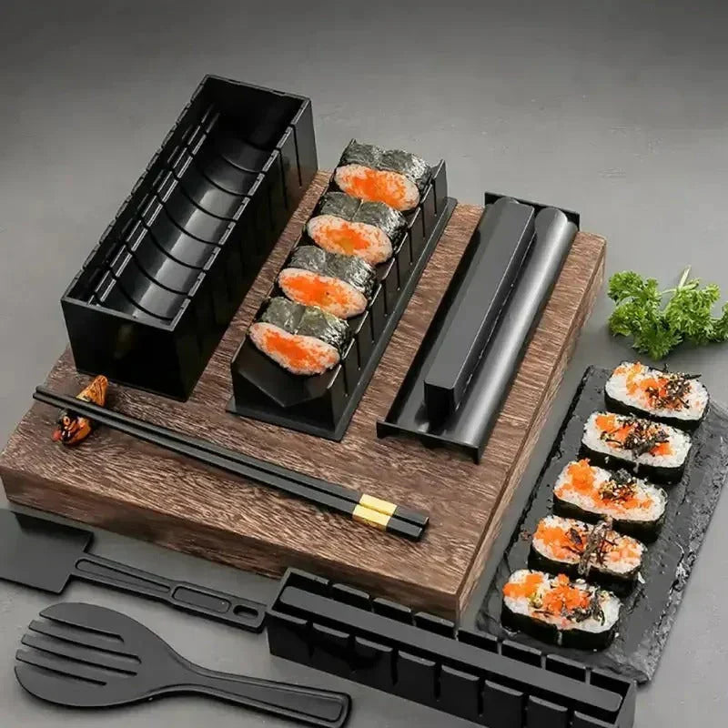 Sushi-Roll- und Schneide-Set - Praktisches Sushi-Set mit Schablonen und Zubehör