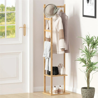 Garduru Rack - Bambus-Eckregal mit Haken und Ablagen