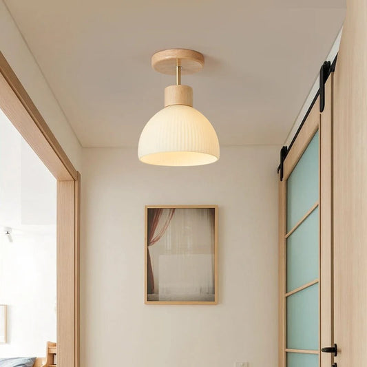 Japanische Holz-Deckenleuchte mit natürlichem Grasdesign für Wohnkultur