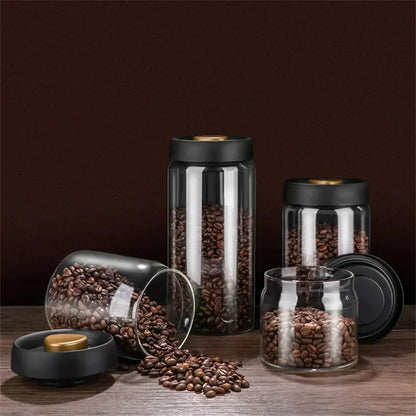 Kaffeebohnen-Vorratsbehälter aus Glas mit Aromaschutzdeckel für langanhaltende Frische