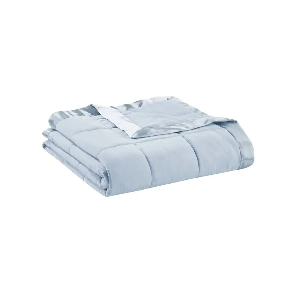 ÉléganceBleue - Dekorative Polyesterdecke mit Satinrand