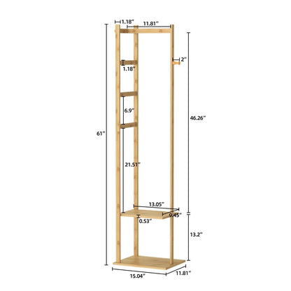 Garduru Rack - Bambus-Eckregal mit Haken und Ablagen