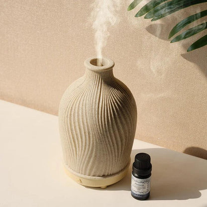 Luftbefeuchter für ätherische Öle in Vasenform aus Polyresin │ Moderner Ultraschall-Aroma-Diffusor im Boho-Stil