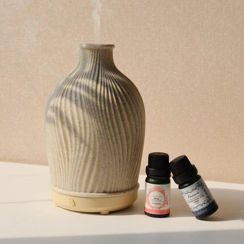 Luftbefeuchter für ätherische Öle in Vasenform aus Polyresin │ Moderner Ultraschall-Aroma-Diffusor im Boho-Stil