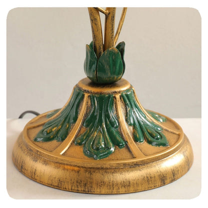 Tischlampe Blumig - Vintage-Design aus Eisen, Kristall und Glas für Schlafzimmer oder Wohnzimmer