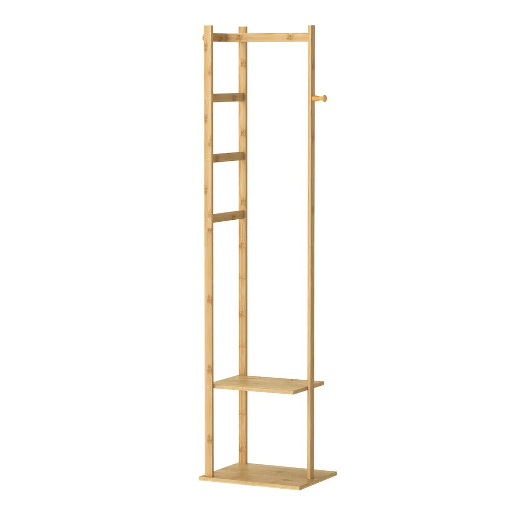 Garduru Rack - Bambus-Eckregal mit Haken und Ablagen