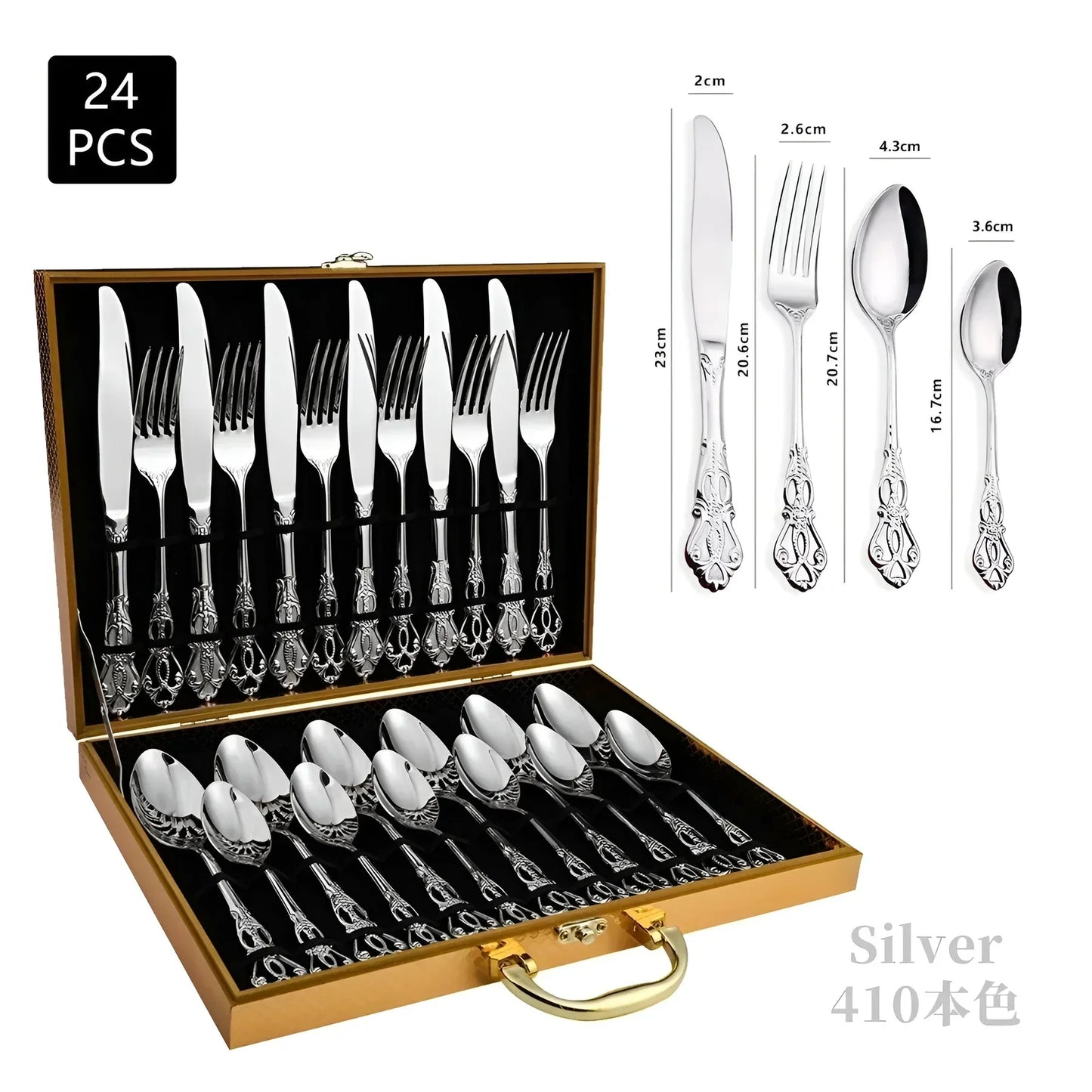 24-teilige Gold Besteckset – Elegantes Besteck für luxuriöses Essen