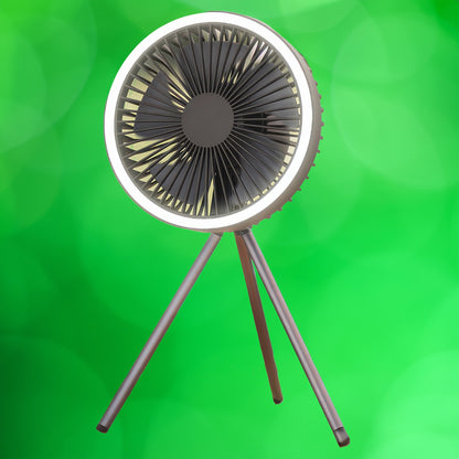 Tragbarer wiederaufladbarer Ventilator mit LED und integriertem Powerbank