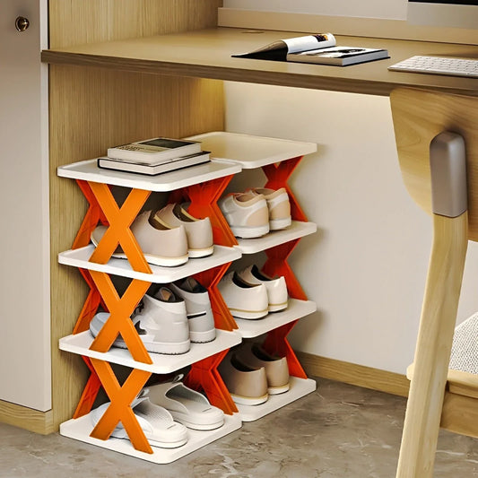 Platzsparender multifunktionaler faltbarer Schuhregal