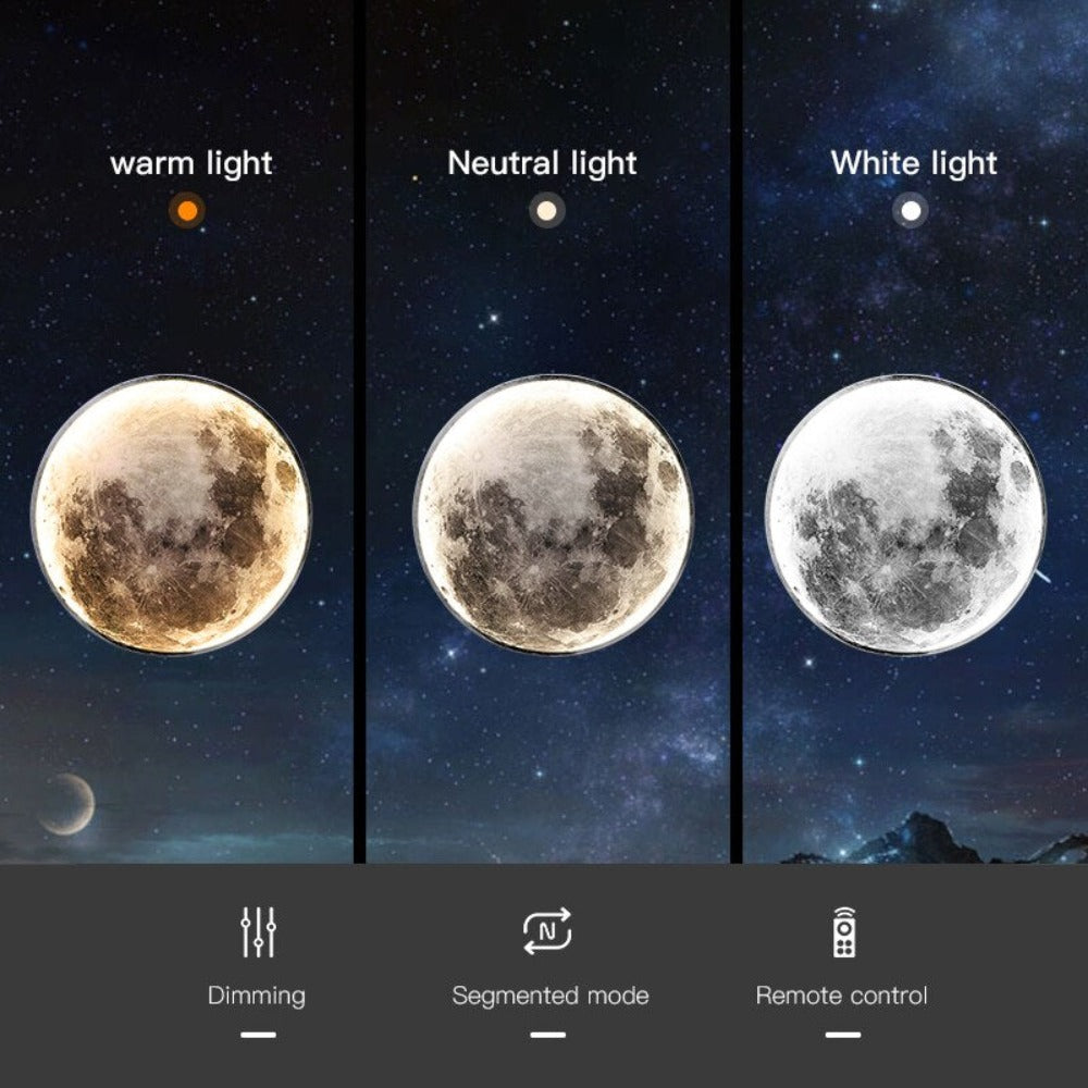 Garduru 3D LED Mond & Erde Lampe | Decken- & Wandleuchte | Atmosphärische Beleuchtung | Modernes Design | Deko für Zuhause