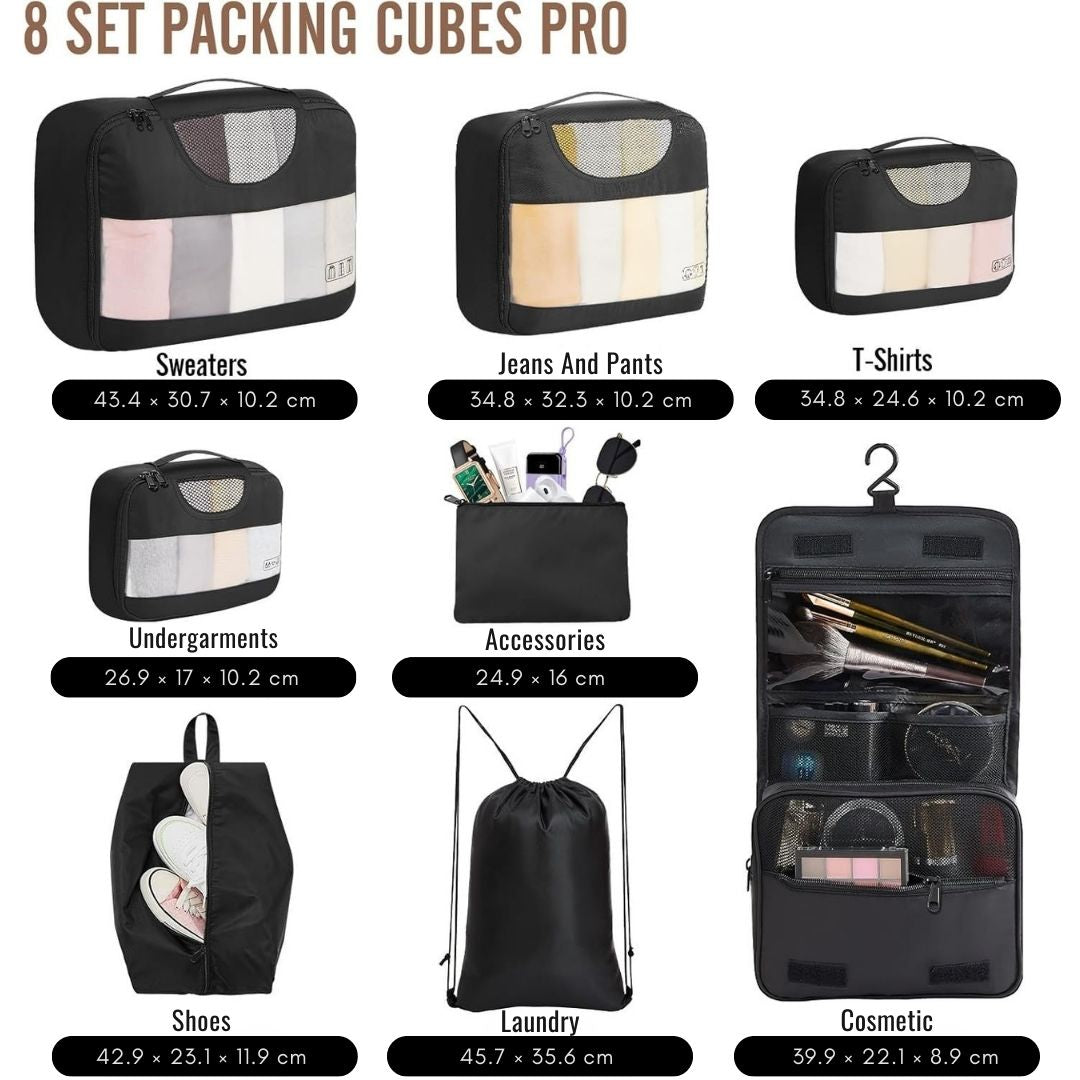 8 Set Packwürfel für Reisen