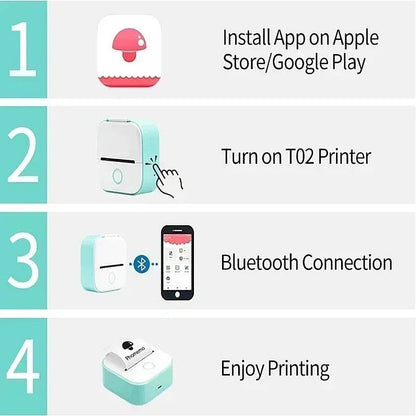 Tragbarer Mini-Drucker mit Bluetooth und inkless Thermodruck
