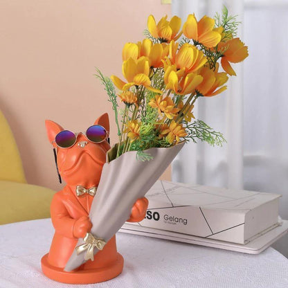 Garduru French Bulldog Blumenvase | Stilvolle Tier-Deko für Zuhause | Handgefertigt | Farbvielfalt