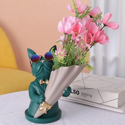 Garduru French Bulldog Blumenvase | Stilvolle Tier-Deko für Zuhause | Handgefertigt | Farbvielfalt