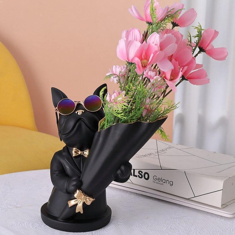 Garduru French Bulldog Blumenvase | Stilvolle Tier-Deko für Zuhause | Handgefertigt | Farbvielfalt