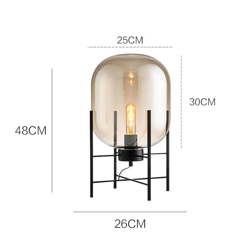 Moderne Nordische Klarglas Tischlampe Licht (Amber/Transparent/Grau) │ Industrielle LED Wohn Schlafzimmer Dekor Beleuchtung Schreibtischlampe