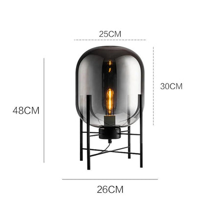 Moderne Nordische Klarglas Tischlampe Licht (Amber/Transparent/Grau) │ Industrielle LED Wohn Schlafzimmer Dekor Beleuchtung Schreibtischlampe