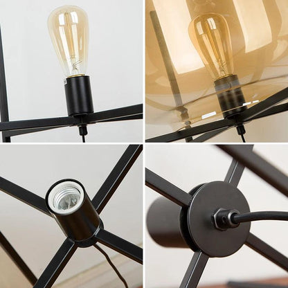 Moderne Nordische Klarglas Tischlampe Licht (Amber/Transparent/Grau) │ Industrielle LED Wohn Schlafzimmer Dekor Beleuchtung Schreibtischlampe