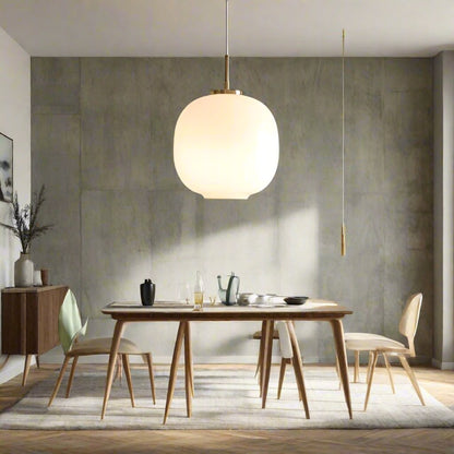 Garduru Skandinavische Opalglas-Pendelleuchte mit Radius