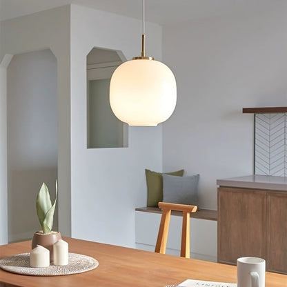 Garduru Skandinavische Opalglas-Pendelleuchte mit Radius