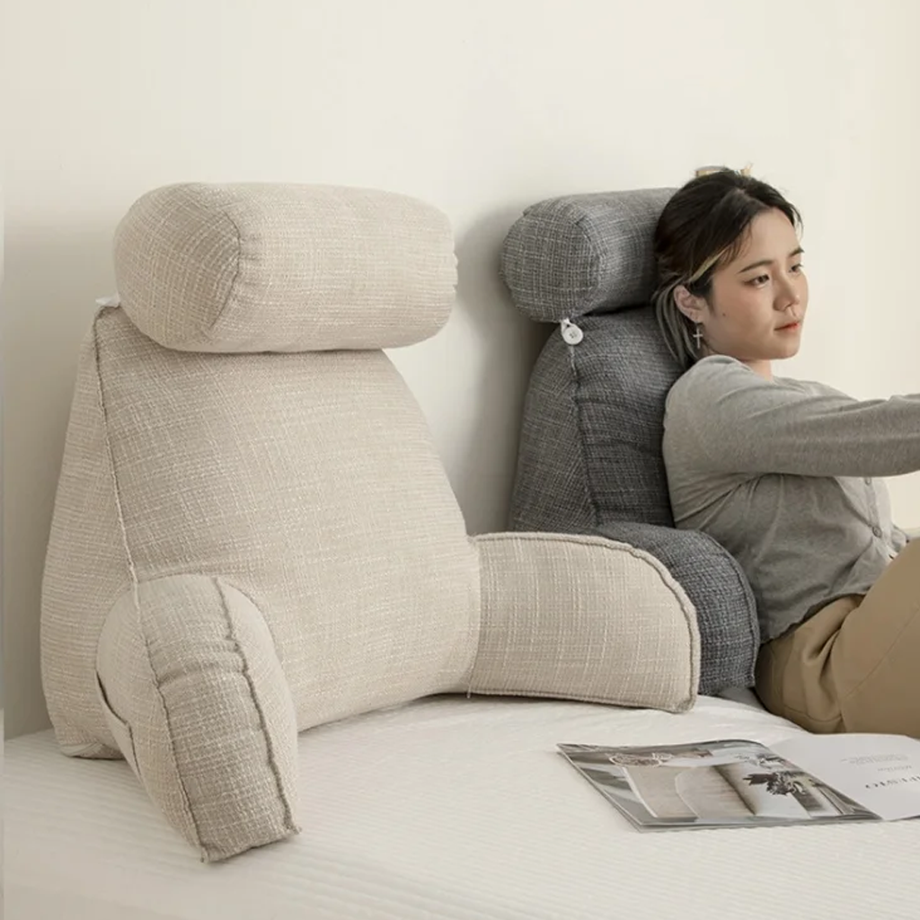 Deluxe Rückenstütz-Kissen – Ergonomische Unterstützung mit verstellbarem Kopfteil & waschbarem Bezug