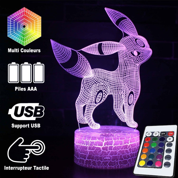 Garduru 3D LED Lampe | Nachtlicht für Kinderzimmer | Pokémon Deko Leuchte | Stimmungslicht mit Farbwechsel & USB-Anschluss