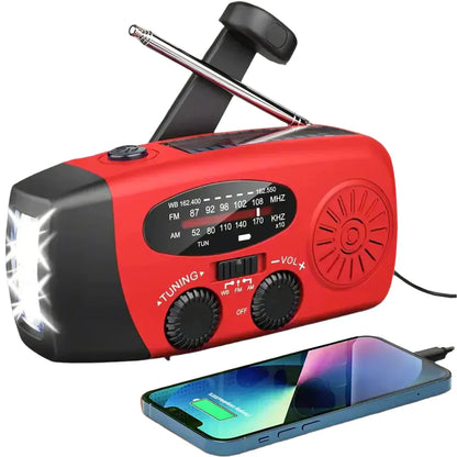 Solarbetriebene Notfallradio mit Handkurbel - Tragbares Dynamo-Radio mit Powerbank und LED Taschenlampe