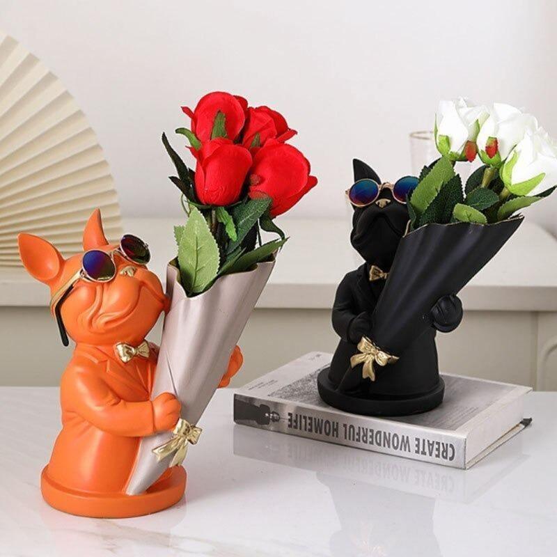 Garduru French Bulldog Blumenvase | Stilvolle Tier-Deko für Zuhause | Handgefertigt | Farbvielfalt