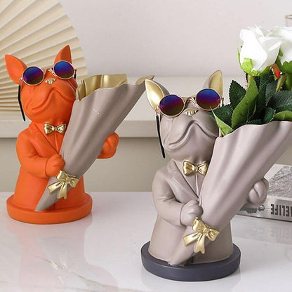 Garduru French Bulldog Blumenvase | Stilvolle Tier-Deko für Zuhause | Handgefertigt | Farbvielfalt