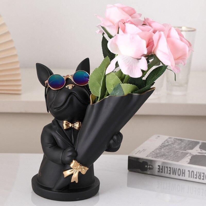 Garduru French Bulldog Blumenvase | Stilvolle Tier-Deko für Zuhause | Handgefertigt | Farbvielfalt