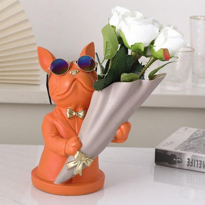 Garduru French Bulldog Blumenvase | Stilvolle Tier-Deko für Zuhause | Handgefertigt | Farbvielfalt