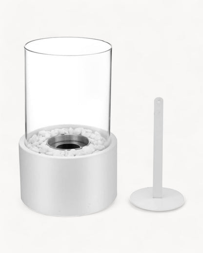 EternalGlow – Elegante Öllampe aus Metall und Glas mit offener Flamme