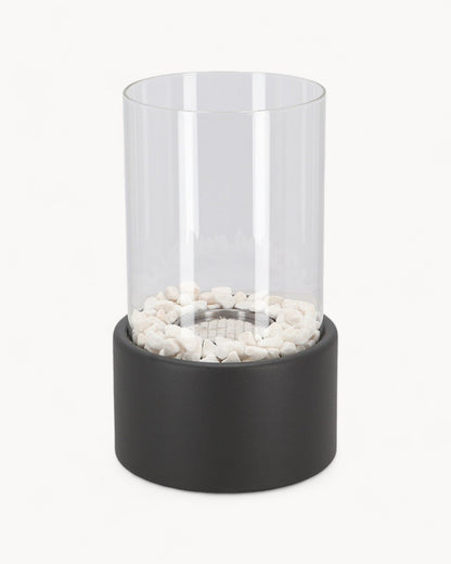 EternalGlow – Elegante Öllampe aus Metall und Glas mit offener Flamme