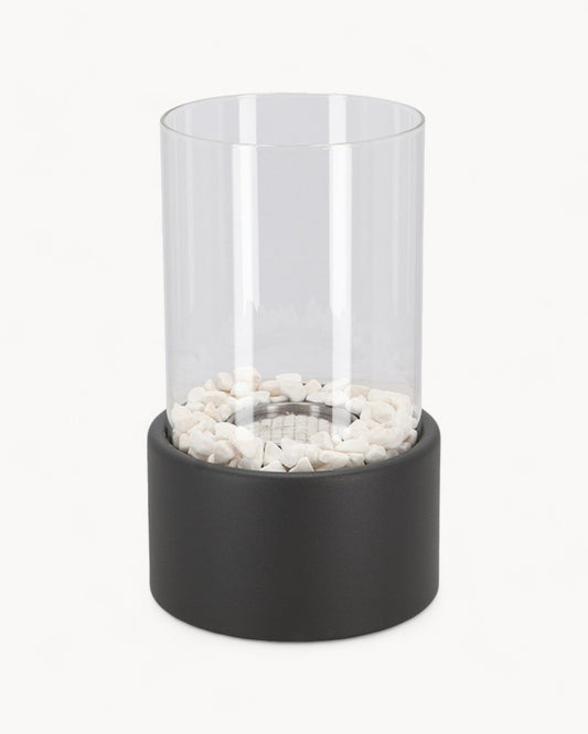 EternalGlow – Elegante Öllampe aus Metall und Glas mit offener Flamme