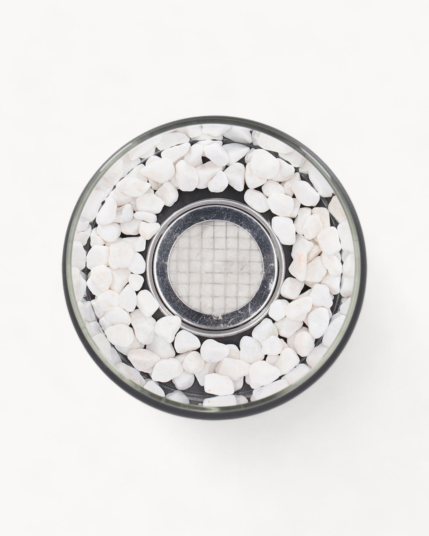 EternalGlow – Elegante Öllampe aus Metall und Glas mit offener Flamme