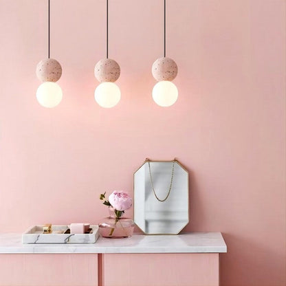 Aufhängung Origo – Geometrisches Design aus Zement, Vulkangestein und Opalglas