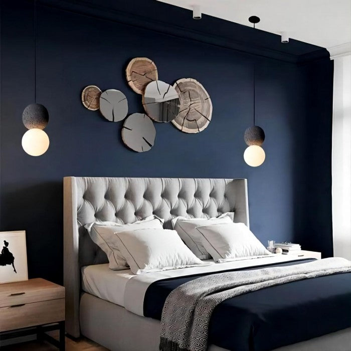 Aufhängung Origo – Geometrisches Design aus Zement, Vulkangestein und Opalglas