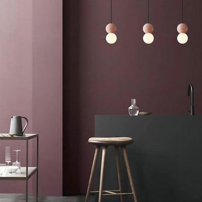 Aufhängung Origo – Geometrisches Design aus Zement, Vulkangestein und Opalglas