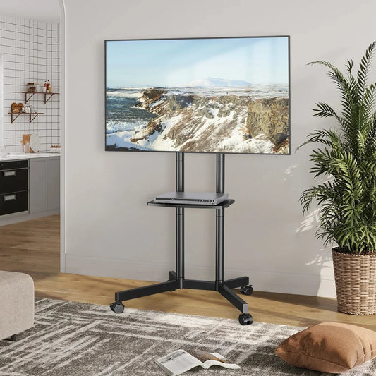 Royaleva Rolling TV-Ständer Mobiler Wagen Mit Regal 32-70 Zoll