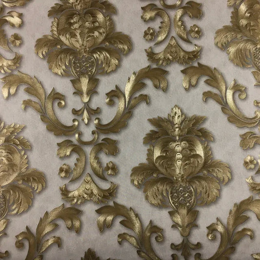 Garduru Luxus 3D Damast Tapete | Gold texturiert | Klassisches Design | Elegante Wanddekoration