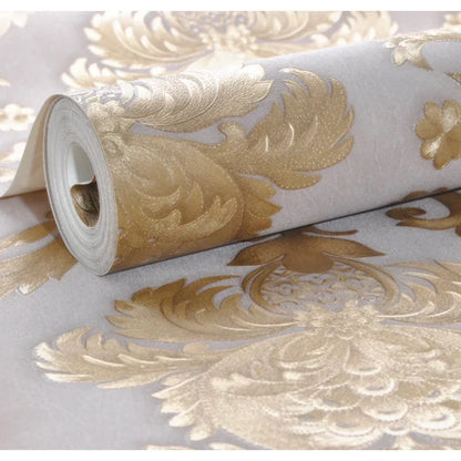 Garduru Luxus 3D Damast Tapete | Gold texturiert | Klassisches Design | Elegante Wanddekoration