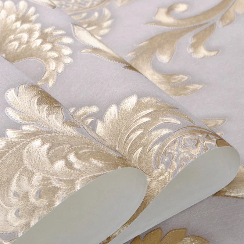 Garduru Luxus 3D Damast Tapete | Gold texturiert | Klassisches Design | Elegante Wanddekoration