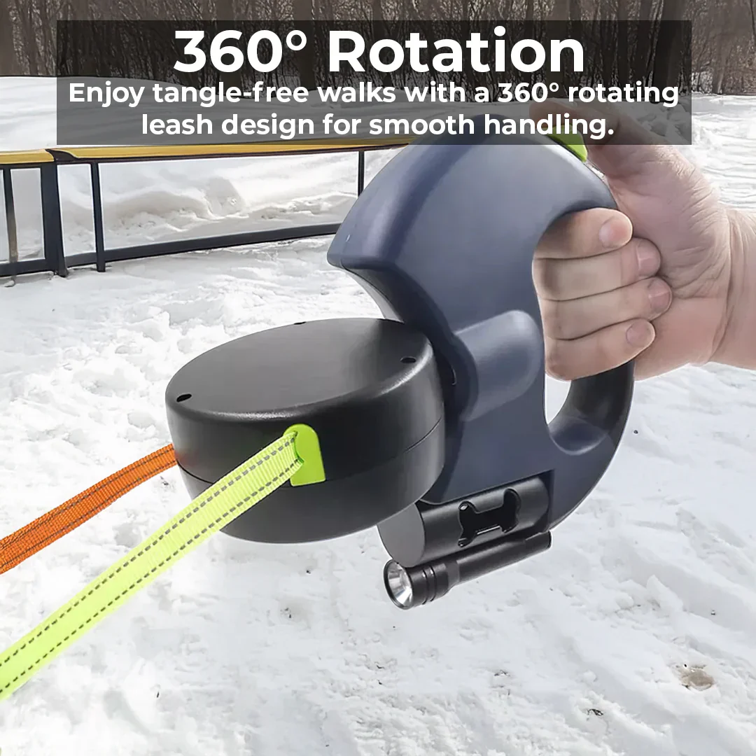 Furora Dual Dog Leash mit Taschenlampe & Kotbeutelhalter – Verwicklungsfreies Gassigehen für zwei Hunde
