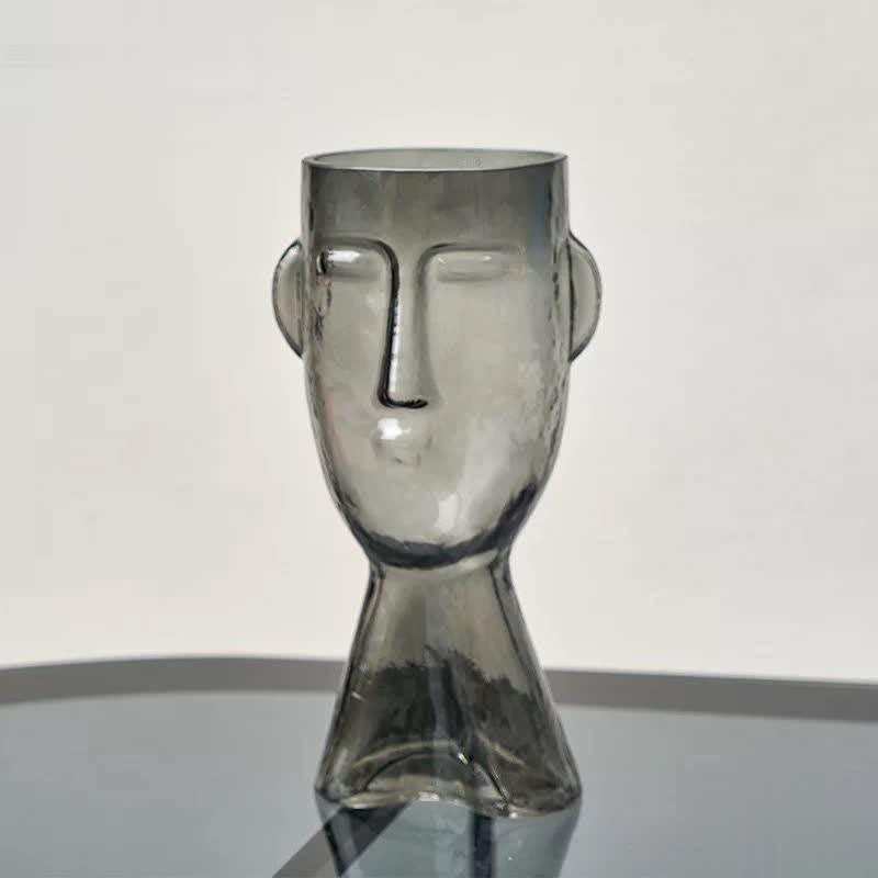 Garduru Glas Vase mit Gesichtsmotiv | Handgefertigt | Kunstvolles Design | Dekoration für Zuhause